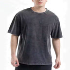 Mens Washed Boxy Fit 100% cotton Oversized Tshirt BOXY-T080 print logo 21