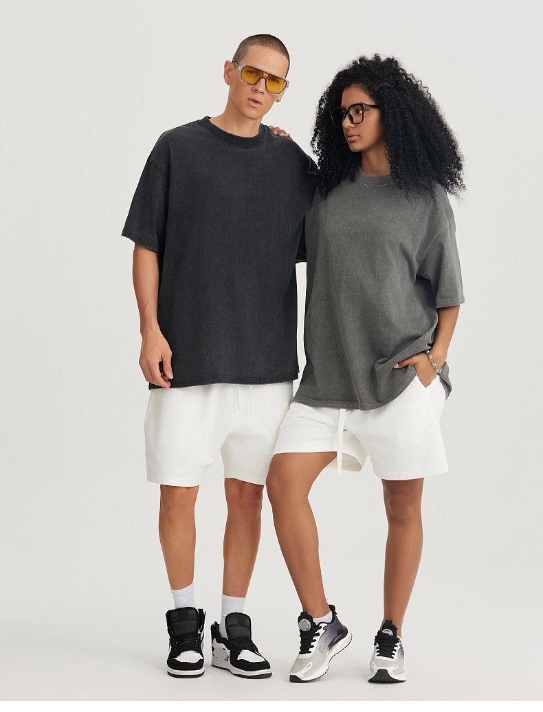 Mens Washed Boxy Fit 100% cotton Oversized Tshirt BOXY-T080 print logo 37