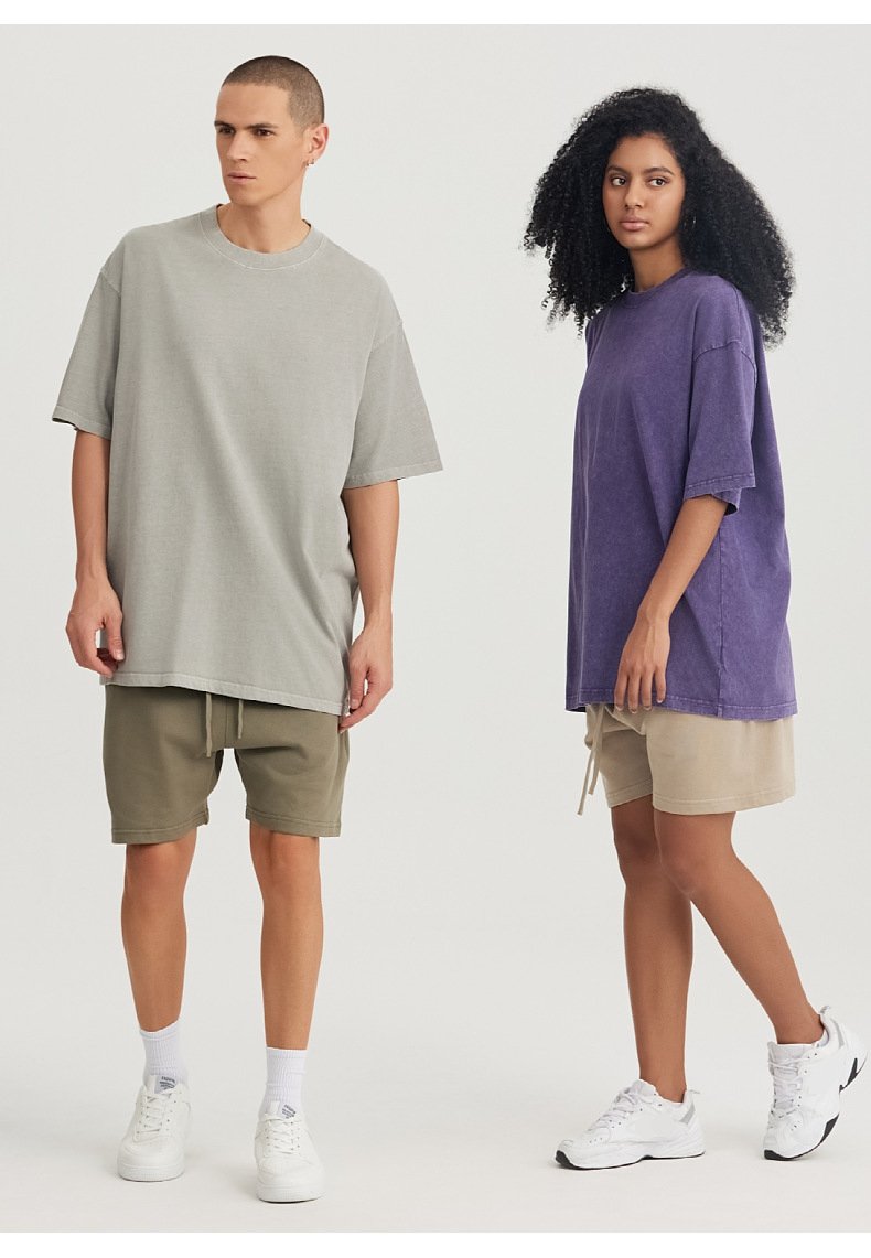 Mens Washed Boxy Fit 100% cotton Oversized Tshirt BOXY-T080 print logo 41