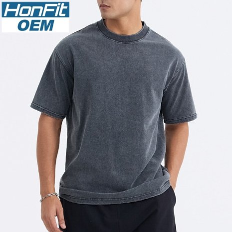 Mens Washed Boxy Fit 100% cotton Oversized Tshirt BOXY-T080 print logo 22