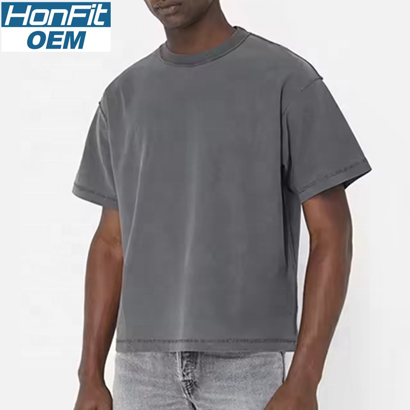 Mens Washed Boxy Fit 100% cotton Oversized Tshirt BOXY-T080 print logo 30
