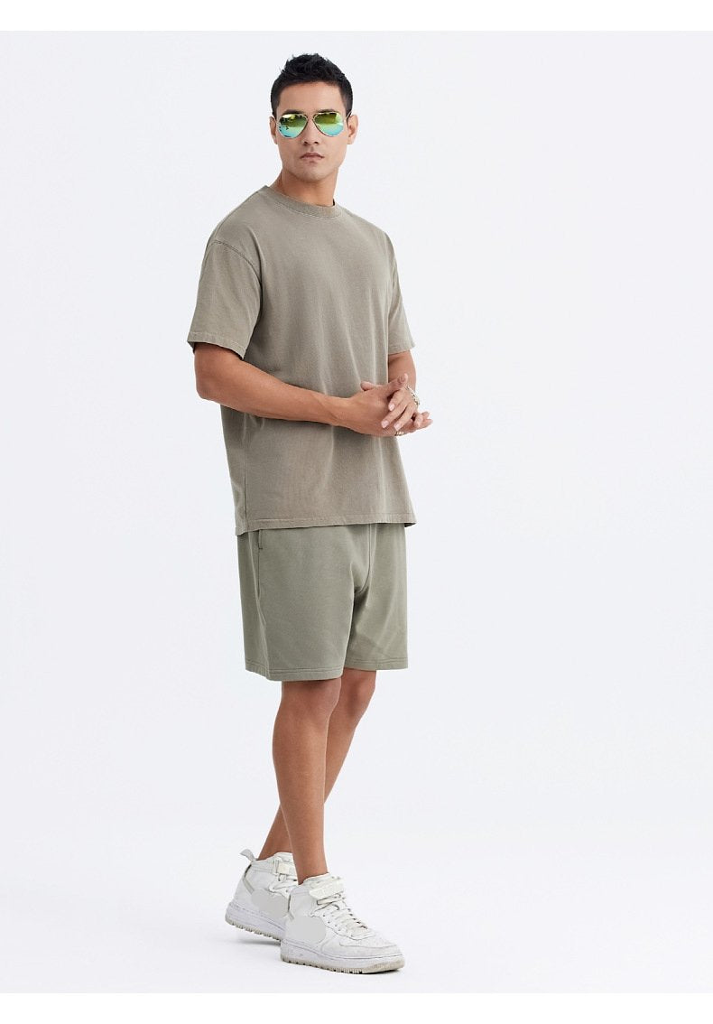 Mens Washed Boxy Fit 100% cotton Oversized Tshirt BOXY-T080 print logo 50