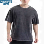 Mens Washed Boxy Fit 100% cotton Oversized Tshirt BOXY-T080 print logo 26
