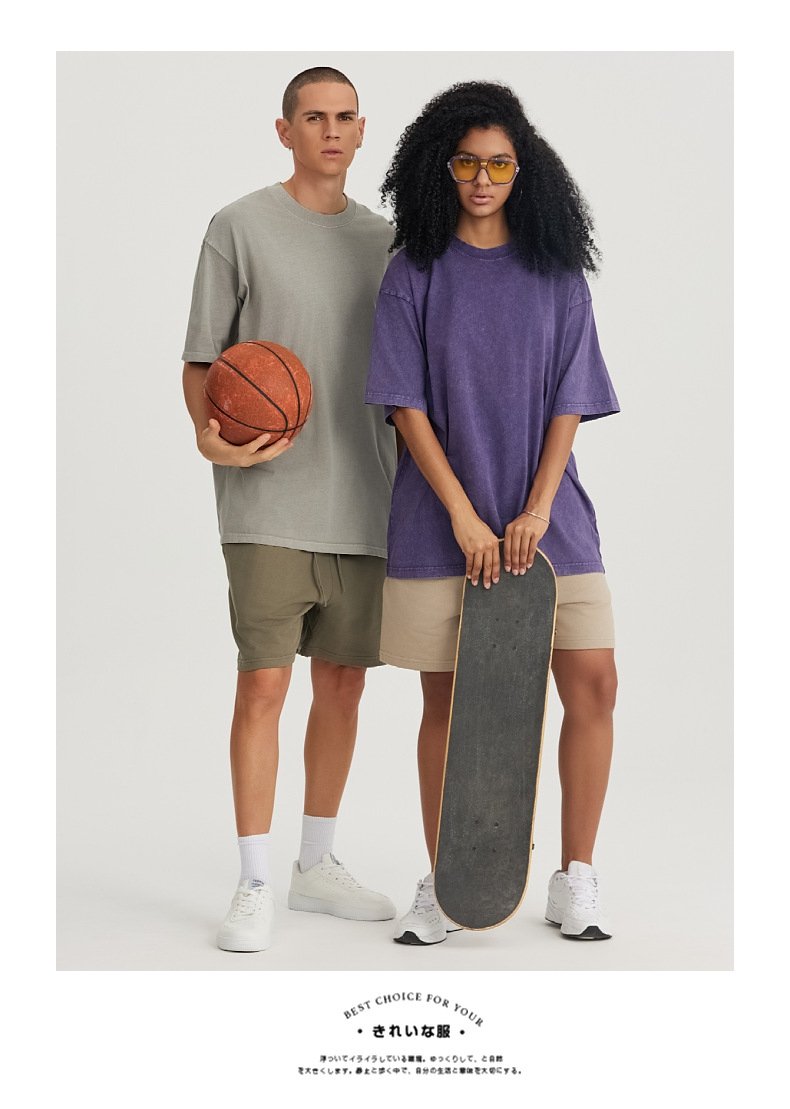 Mens Washed Boxy Fit 100% cotton Oversized Tshirt BOXY-T080 print logo 46
