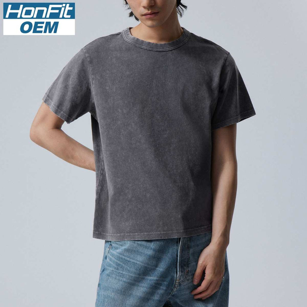 Mens Washed Boxy Fit 100% cotton Oversized Tshirt BOXY-T080 print logo 27
