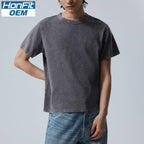 Mens Washed Boxy Fit 100% cotton Oversized Tshirt BOXY-T080 print logo 27