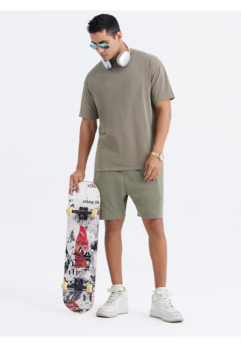 Mens Washed Boxy Fit 100% cotton Oversized Tshirt BOXY-T080 print logo 51