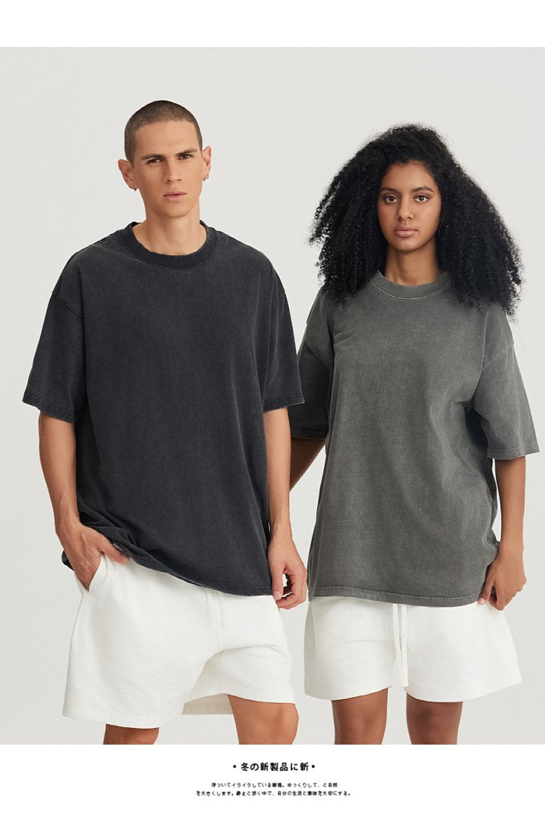 Mens Washed Boxy Fit 100% cotton Oversized Tshirt BOXY-T080 print logo 35