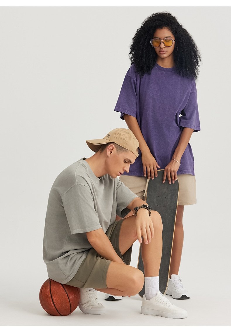 Mens Washed Boxy Fit 100% cotton Oversized Tshirt BOXY-T080 print logo 47