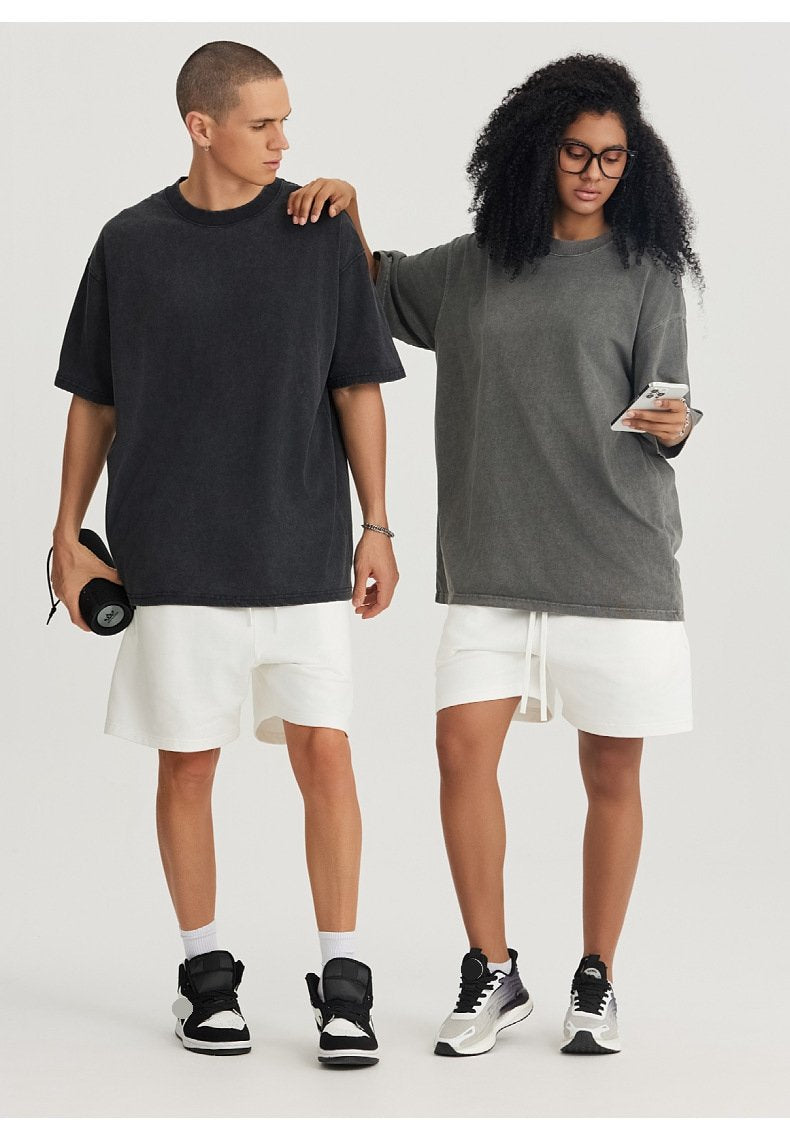 Mens Washed Boxy Fit 100% cotton Oversized Tshirt BOXY-T080 print logo 39