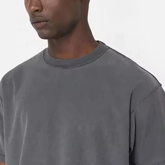 Mens Washed Boxy Fit 100% cotton Oversized Tshirt BOXY-T080 print logo 32