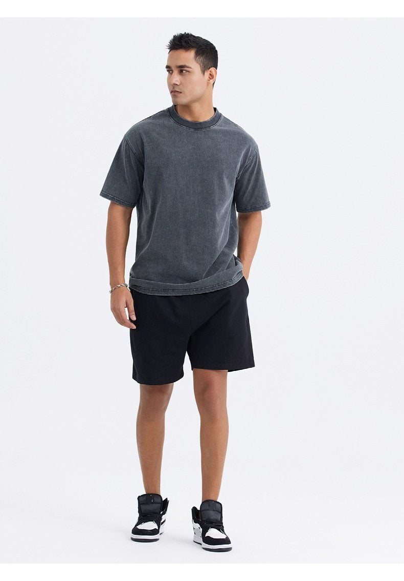 Mens Washed Boxy Fit 100% cotton Oversized Tshirt BOXY-T080 print logo 48