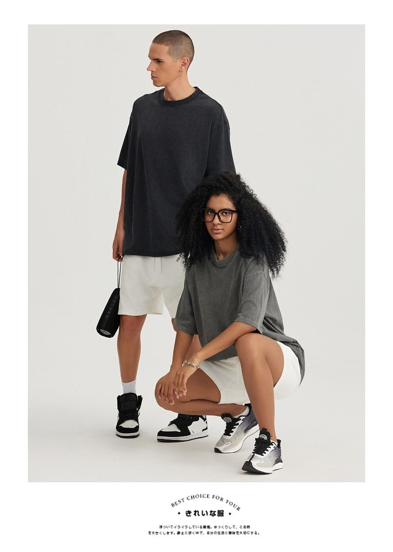 Mens Washed Boxy Fit 100% cotton Oversized Tshirt BOXY-T080 print logo 40