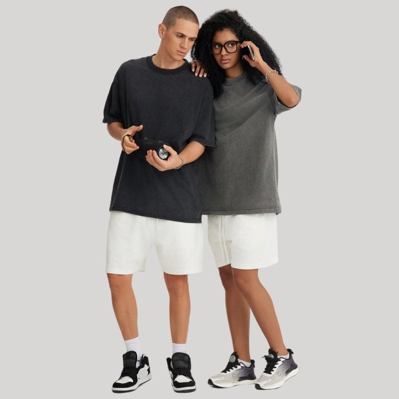 Mens Washed Boxy Fit 100% cotton Oversized Tshirt BOXY-T080 print logo 8