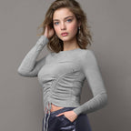 Womens Casual Yoga 95%viscose  5 spandex Long Sleeve Shirt BS115 print logo 14