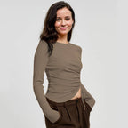 Womens Casual Yoga 95%viscose  5 spandex Long Sleeve Shirt BS115 print logo 19