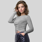 Womens Casual Yoga 95%viscose  5 spandex Long Sleeve Shirt BS115 print logo 1