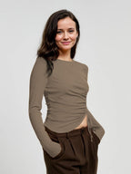 Womens Casual Yoga 95%viscose  5 spandex Long Sleeve Shirt BS115 print logo 3