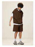 Mens Streetwear 100%cotton Sleeveless Hoodie Shorts Set BX8806-DK8601 Set print logo 23