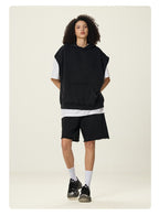 Mens Streetwear 100%cotton Tank Top Shorts Set BX8806-DK8601 - SHORTS print logo 7