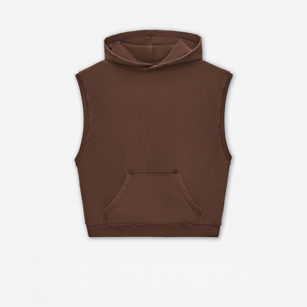 Mens Streetwear 100%cotton Tank Top Shorts Set BX8806-DK8601 - Cut‑off Sleeveless Hoodie print logo 6