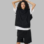 Mens Streetwear 100%cotton Tank Top Shorts Set BX8806-DK8601 - SHORTS print logo 8