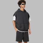 Mens Streetwear 100%cotton Sleeveless Hoodie Shorts Set BX8806-DK8601 Set print logo 34