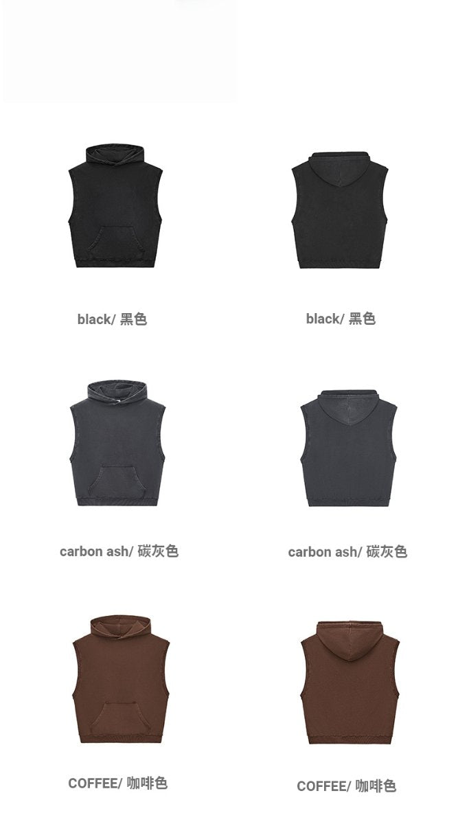 Mens Streetwear 100%cotton Tank Top Shorts Set BX8806-DK8601 - Cut‑off Sleeveless Hoodie print logo 32