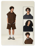 Mens Streetwear 100%cotton Tank Top Shorts Set BX8806-DK8601