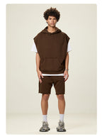 Mens Streetwear 100%cotton Tank Top Shorts Set BX8806-DK8601