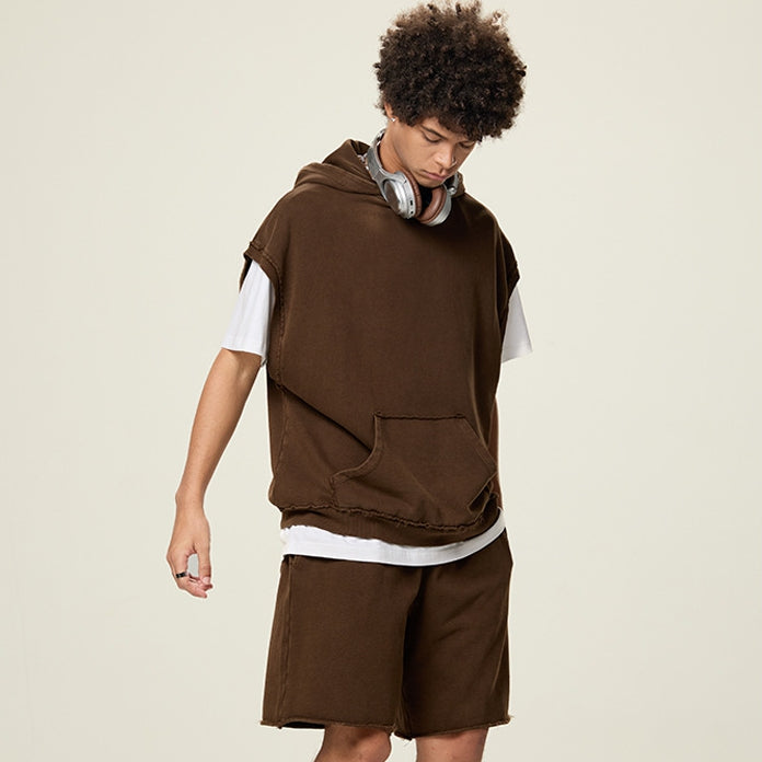 Mens Streetwear 100%cotton Tank Top Shorts Set BX8806-DK8601