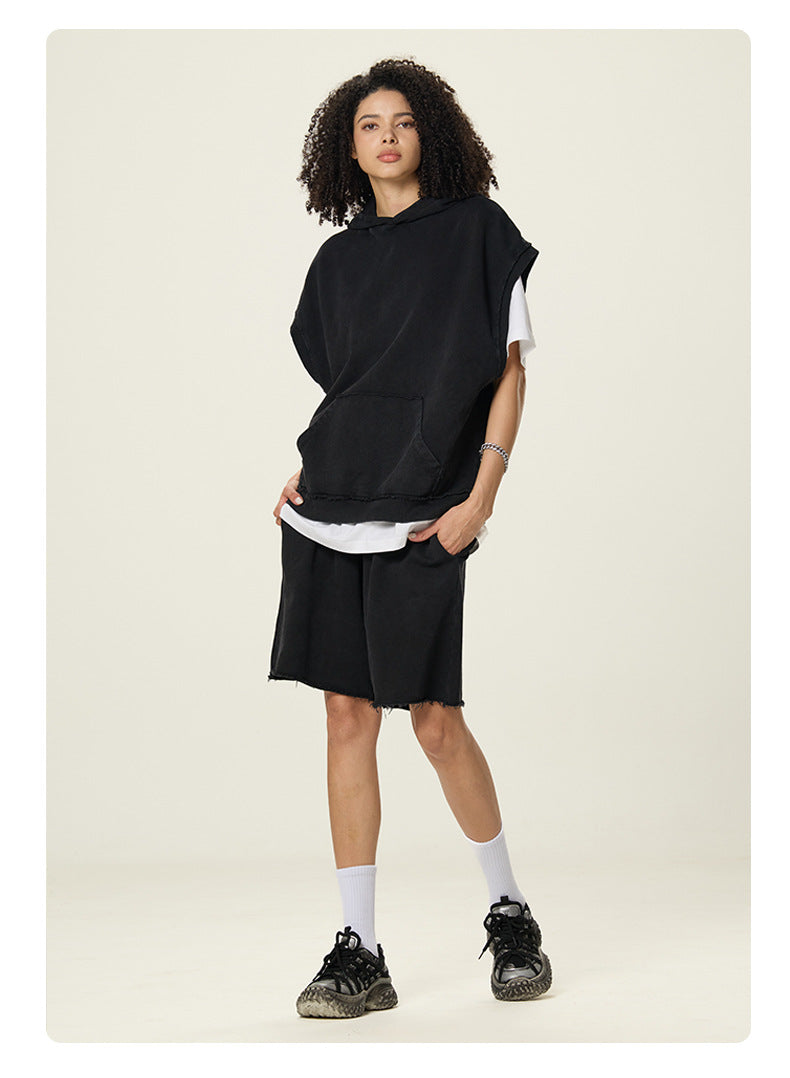 Mens Streetwear 100%cotton Tank Top Shorts Set BX8806-DK8601