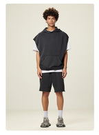 Mens Streetwear 100%cotton Tank Top Shorts Set BX8806-DK8601