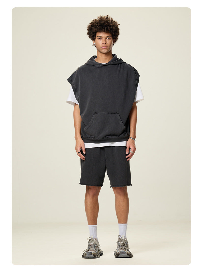 Mens Streetwear 100%cotton Tank Top Shorts Set BX8806-DK8601