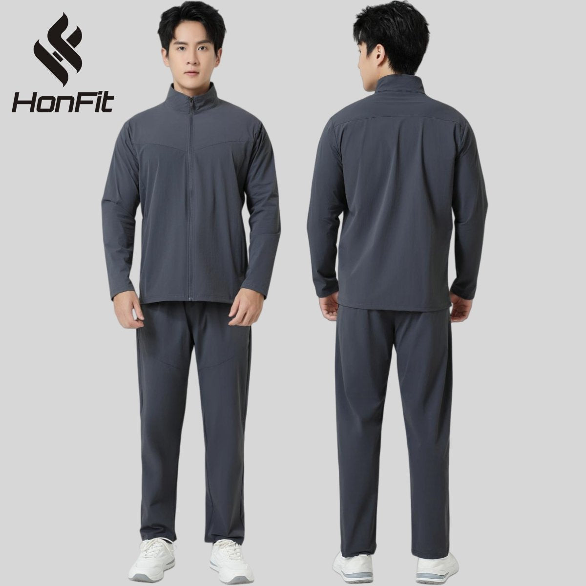 Mens Sports 90%nylon 10%spandex Gym Set C03-P03 - jacket print logo 9