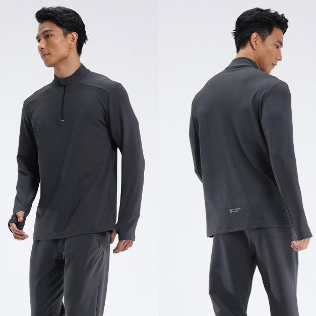 Mens Fitness Sportswear 80%Polyester   20%Spandex Quarter Zip Shirt C42111 print logo 17