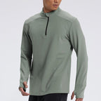 Mens Fitness Sportswear 80%Polyester   20%Spandex Quarter Zip Shirt C42111 print logo 1