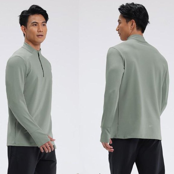 Mens Fitness Sportswear 80%Polyester   20%Spandex Quarter Zip Shirt C42111 print logo 18