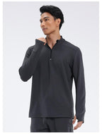 Mens Fitness Sportswear 80%Polyester   20%Spandex Quarter Zip Shirt C42111 print logo 35