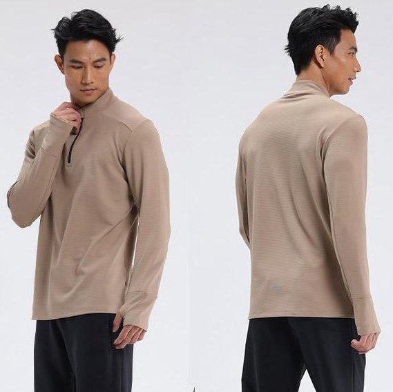 Mens Fitness Sportswear 80%Polyester   20%Spandex Quarter Zip Shirt C42111 print logo 19