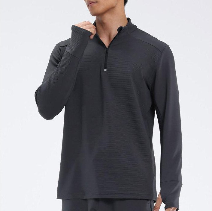 Mens Fitness Sportswear 80%Polyester   20%Spandex Quarter Zip Shirt C42111 print logo 16