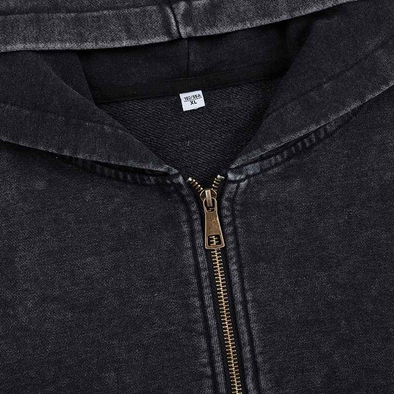 Mens Vintage Washed 80% cotton 20% polyester Zip Hoodie CL-ZJLLWY350 print logo 21