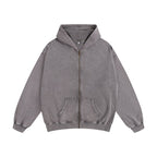 Mens Vintage Washed 80% cotton 20% polyester Zip Hoodie CL-ZJLLWY350 print logo 14