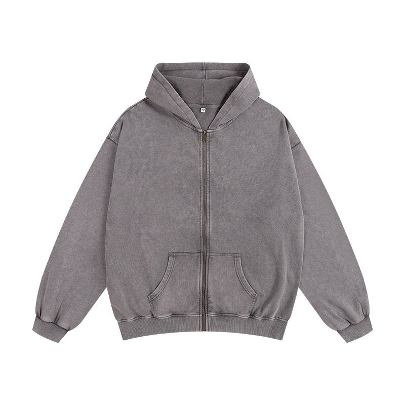 Mens Vintage Washed 80% cotton 20% polyester Zip Hoodie CL-ZJLLWY350 print logo 6
