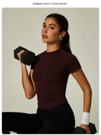 Womens Slim Fit 90%nylon 10%spandex Tshirts CP034