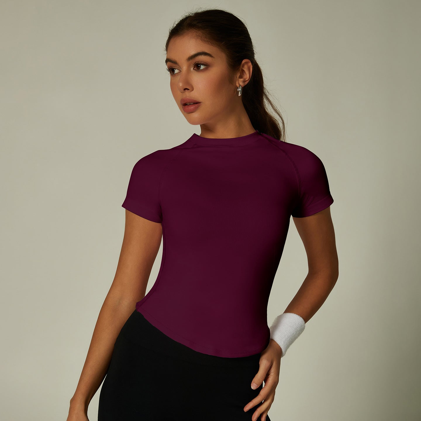 Womens Slim Fit 90%nylon 10%spandex Tshirts CP034