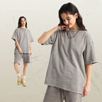 Mens Washed Oversized 100%Cotton T-shirt D-8808