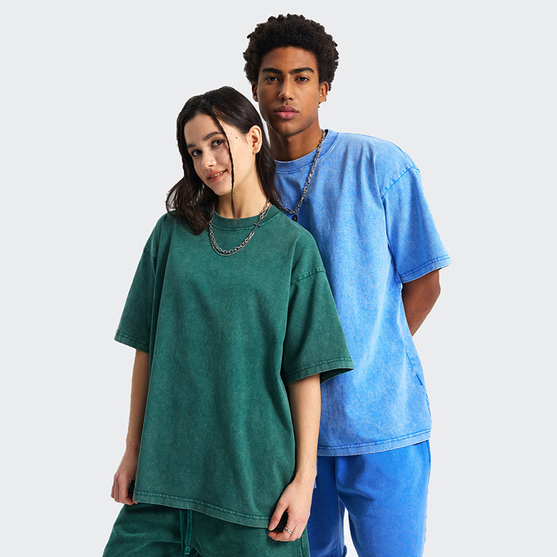 Mens Washed Oversized 100%Cotton T-shirt D-8808