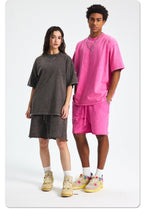 Mens Washed Oversized 100%Cotton T-shirt D-8808