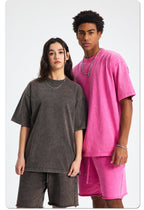 Mens Washed Oversized 100%Cotton T-shirt D-8808